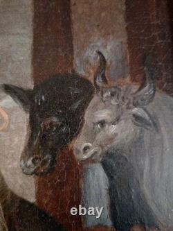 Old oil painting on canvas, Nativity, 17th/18th centuries #D7#