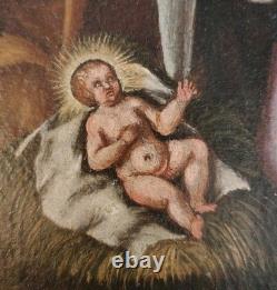 Old oil painting on canvas, Nativity, 17th/18th centuries #D7#