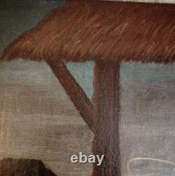 Old oil painting on canvas, Nativity, 17th/18th centuries #D7#