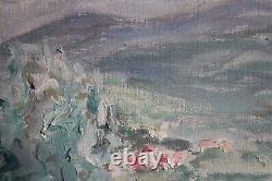Old oil painting on canvas, Provençal landscape, olive trees, dimensions 73 x 50 cm