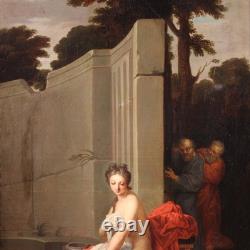 Old oil painting on canvas Suzanne and the Elders 18th century