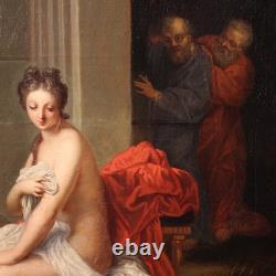 Old oil painting on canvas Suzanne and the Elders 18th century