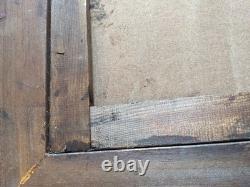 Old oil painting on canvas, antique painting, dog, hunting scene, frame