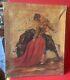 Old Oil Painting On Canvas Bullfight Scene Signed To Be Identified