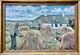 Old Oil Painting On Canvas By Anders Carl Hune (1894-1968) Harvest Landscape