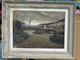 Old Oil Painting On Canvas Chiaroscuro Paris View Boat Obelisk