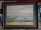 Old Oil Painting On Canvas Depicting A Seaside Scene