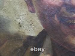 Old oil painting on canvas from the late 19th to early 20th century signed