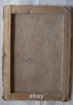 Old oil painting on canvas from the late 19th to early 20th century signed