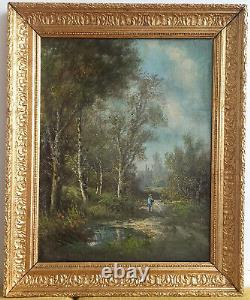 Old oil painting on canvas landscape