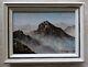 Old Oil Painting On Canvas Landscape Mountains Japanese Painting 19th Century Signed