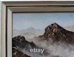Old oil painting on canvas landscape mountains Japanese painting 19th century signed