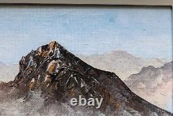 Old oil painting on canvas landscape mountains Japanese painting 19th century signed