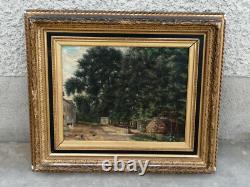 Old oil painting on canvas landscape nature oil