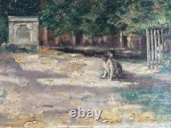 Old oil painting on canvas landscape nature oil