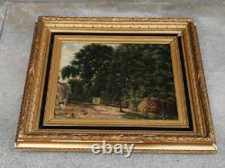 Old oil painting on canvas landscape nature oil