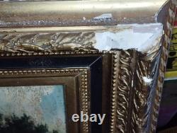Old oil painting on canvas landscape nature oil