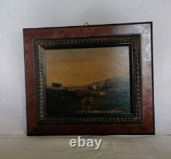 Old oil painting on canvas landscape/pasture from the 19th century #D3#