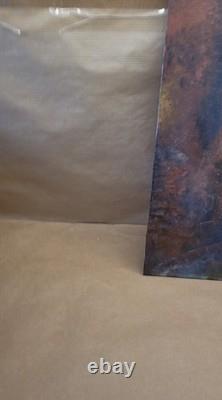 Old oil painting on canvas mounted on cardboard, portrait of a man's face, 27 cm x 35 cm