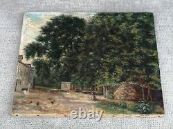 Old oil painting on canvas natural landscape