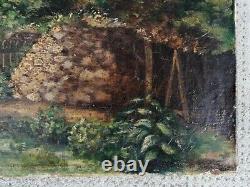 Old oil painting on canvas natural landscape