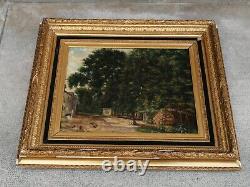 Old oil painting on canvas natural landscape