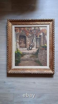 Old oil painting on canvas, signed