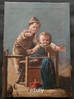 Old oil painting on canvas signed