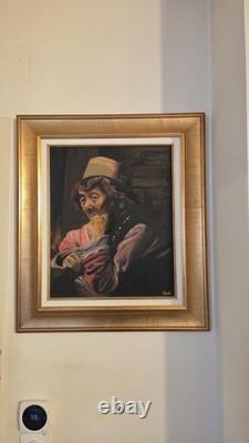 Old oil painting on canvas, signed