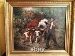 Old oil painting on canvas signed