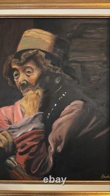 Old oil painting on canvas, signed