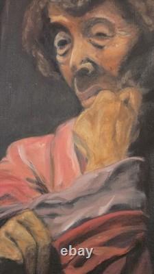 Old oil painting on canvas, signed