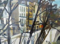 Old oil painting on canvas signed Maincent, the quays in Paris