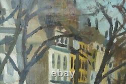 Old oil painting on canvas signed Maincent, the quays in Paris