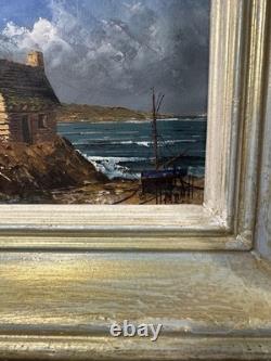 Old oil painting on canvas signed house by the seaside Brittany Finistère