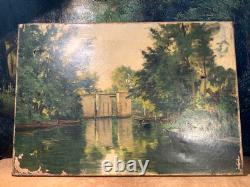 Old oil painting on canvas, to be restored, Jules Petillion (1845–1899)