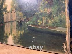 Old oil painting on canvas, to be restored, Jules Petillion (1845–1899)