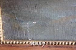 Old oil painting on canvas, unsigned, Quai de Seine Pont des Arts, 55x46
