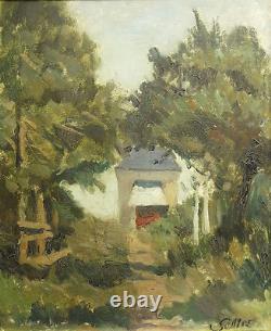 Old oil painting on cardboard signed in the lower right French school