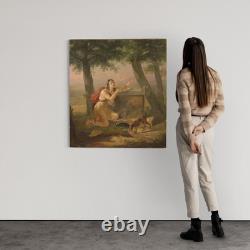 Old oil painting on panel, French Neoclassical painting, 19th century