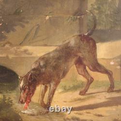 Old oil painting on panel, French Neoclassical painting, 19th century
