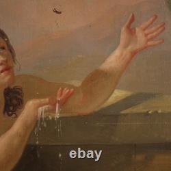 Old oil painting on panel, French Neoclassical painting, 19th century
