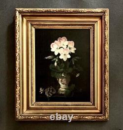 Old oil painting on panel French School 19th century Flower bouquet