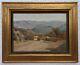 Old Oil Painting On Panel Mountain Landscape Signed