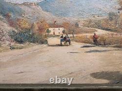 Old oil painting on panel MOUNTAIN LANDSCAPE signed