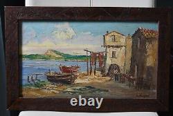 Old oil painting on panel Martigues by J L Vigon