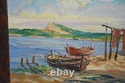 Old oil painting on panel Martigues by J L Vigon
