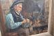 Old Oil Painting On Wood 55 By 47 By Emile Simon Breton Near The Hearth