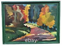 Old oil painting on wood lively landscape fauvism dlg Louis Mathieu Verdilhan