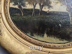 Old oil painting on wood signed and framed / France, 19th century